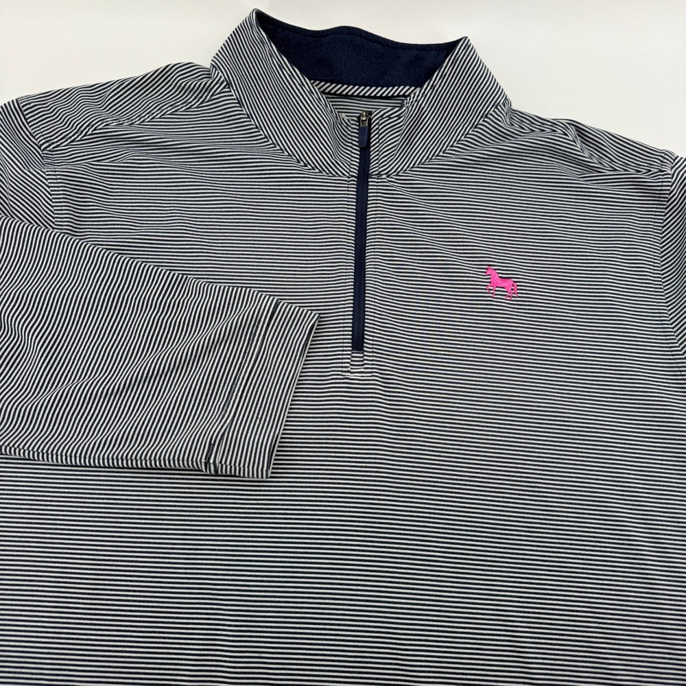 Southern Tide Quarter Zip Pullover Mens XXL Navy White Striped Performance Shirt